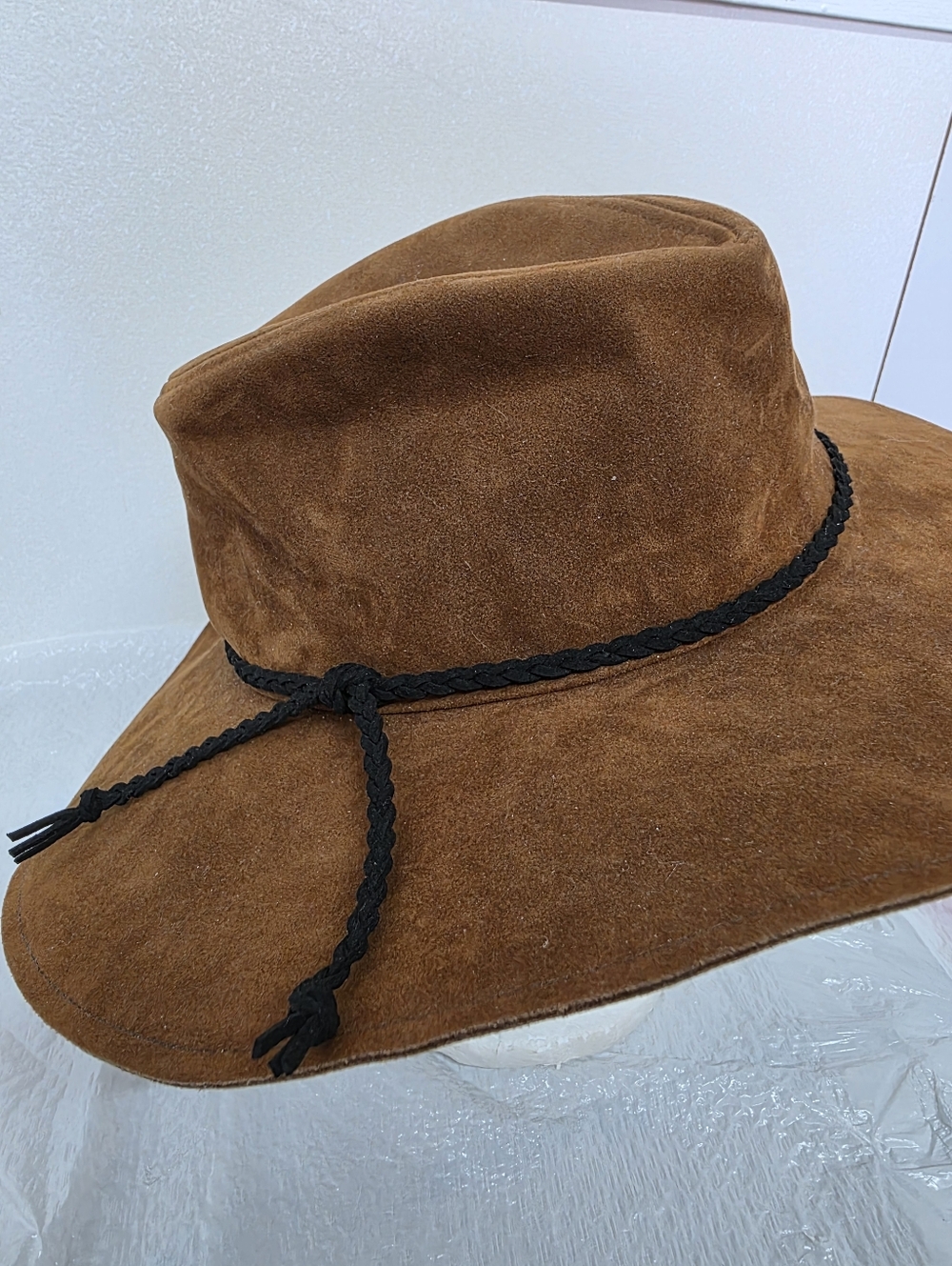 Altar'd State Hat Faux Leather Cap Wide Brim Sun Cap Brown Adjustable OS